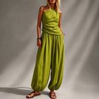 Vera - Women's One-Shoulder Wide Leg Matching Set 1
