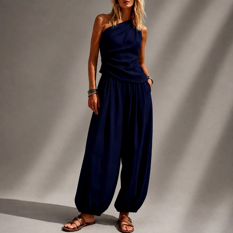 Vera - Women's One-Shoulder Wide Leg Matching Set 4
