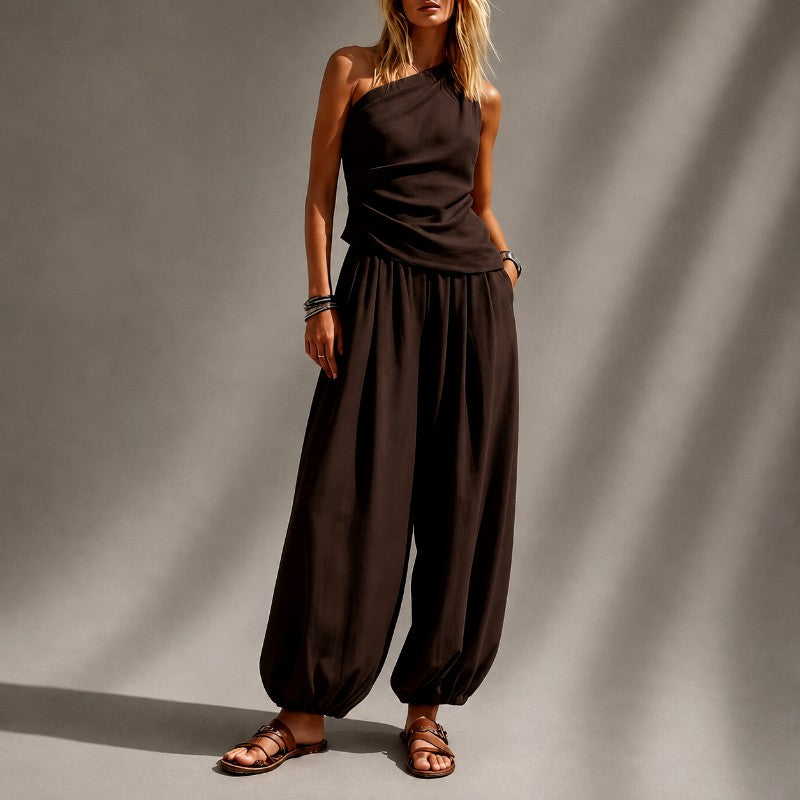 Vera - Women's One-Shoulder Wide Leg Matching Set 5