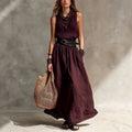 Veronica - Women's V-Neck Sleeveless Flowy Maxi Dress 1