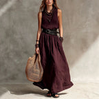 Veronica - Women's V-Neck Sleeveless Flowy Maxi Dress 1