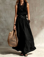 Veronica - Women's V-Neck Sleeveless Flowy Maxi Dress 4