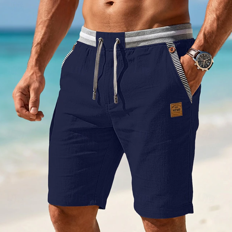 Wade - Men's Drawstring Linen Shorts with Contrast Waistband