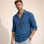 Wells - Men's Linen Henley Shirt