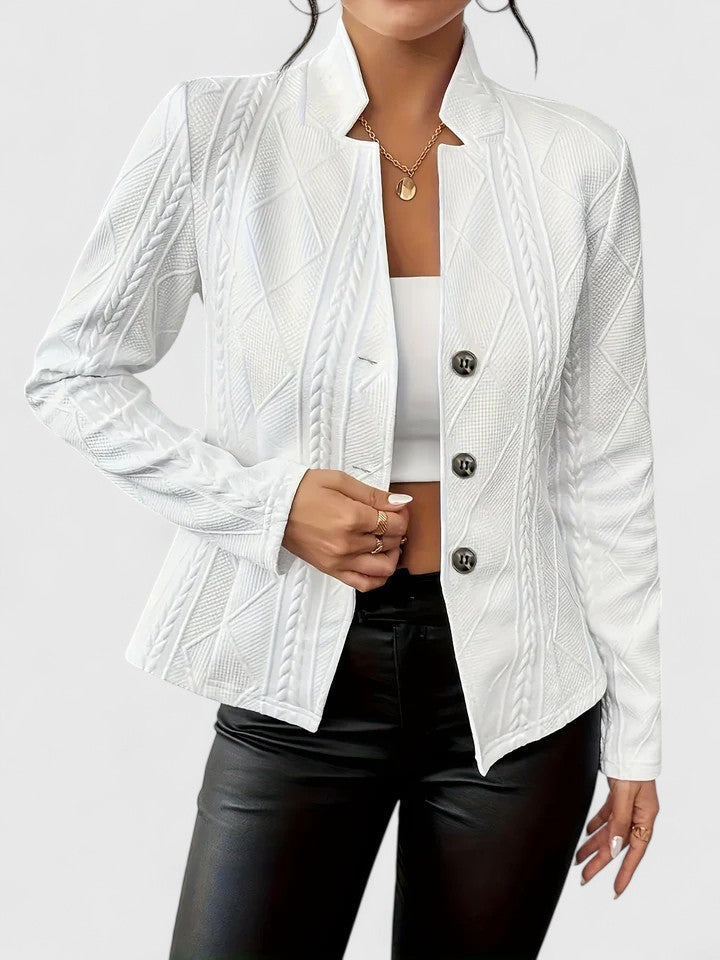 Wren - Women's Quilted Blazer with Notch Collar